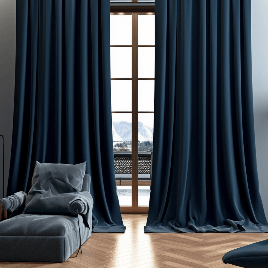 Polo Navy Solid Cotton Custom Curtain