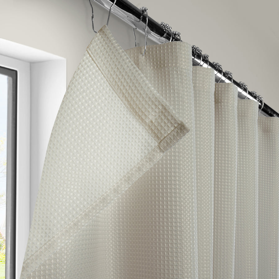 Light Beige Modern Waffle & Heavyweight Fabric Shower Curtain