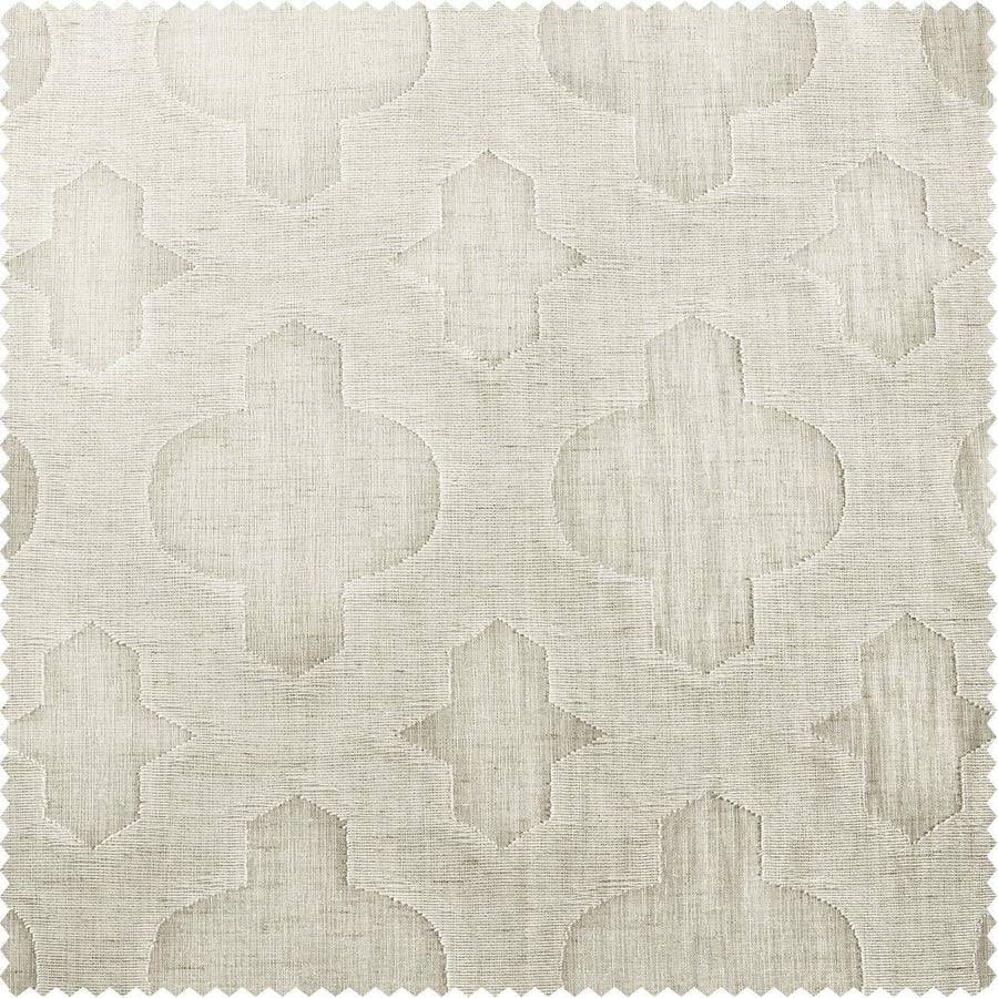 Calais Tile Cream Patterned Faux Linen Sheer Swatch - HalfPriceDrapes.com