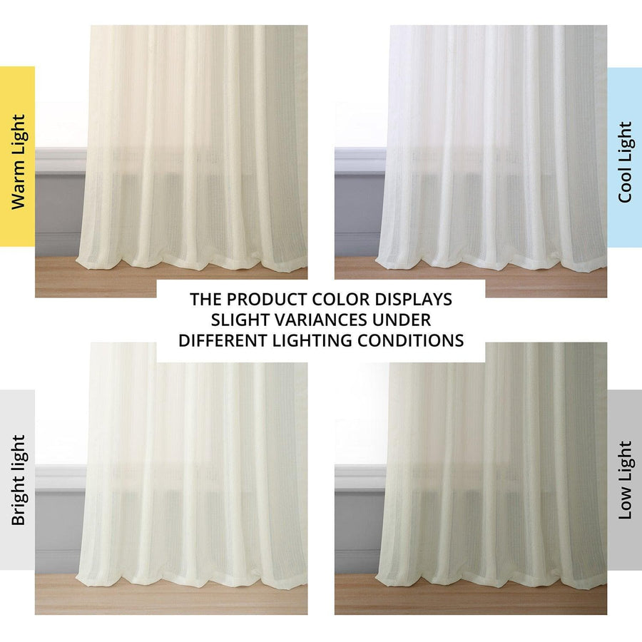 Antigua Cream Striped Linen Sheer Curtain - HalfPriceDrapes.com