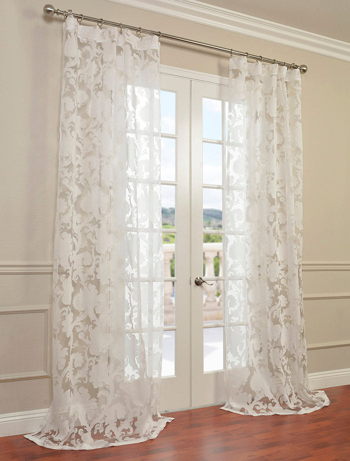 Venus White Floral Polyester Sheer Curtain