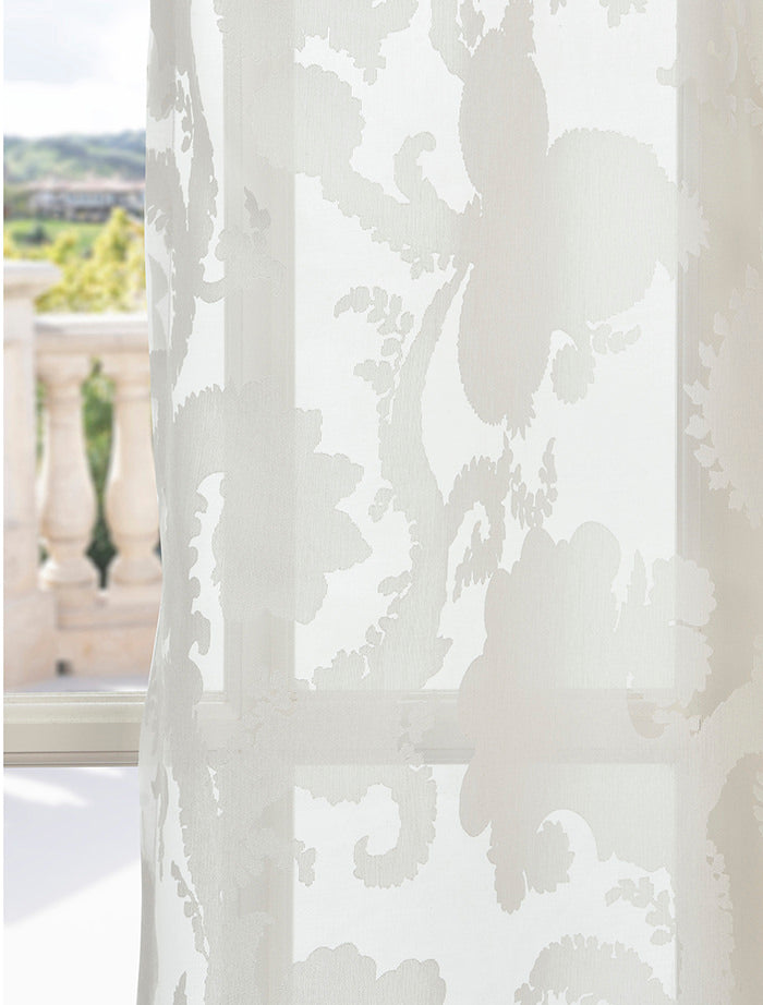 Venus White Floral Polyester Sheer Curtain