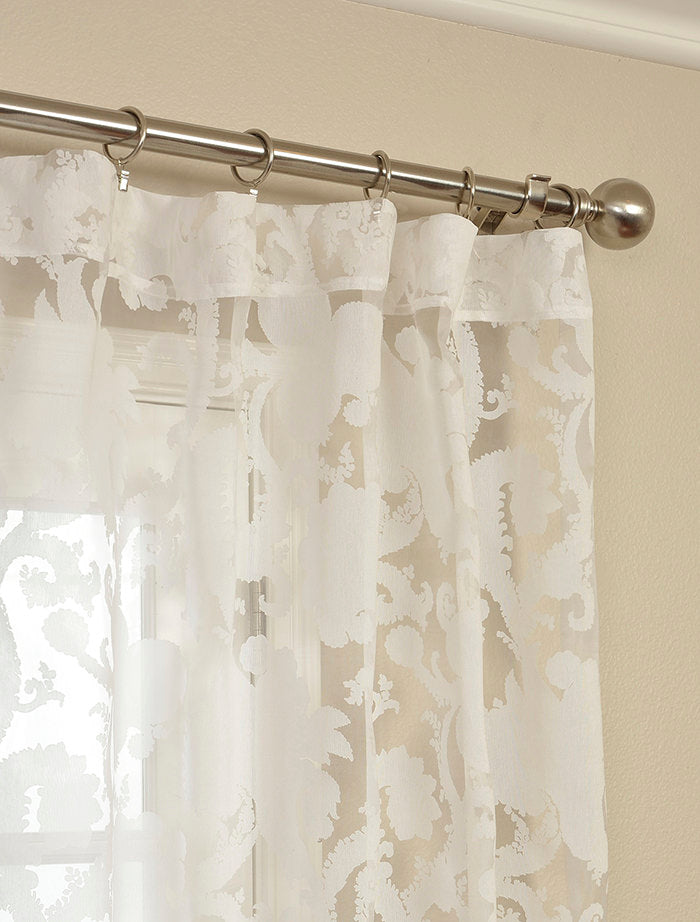 Venus White Floral Polyester Sheer Curtain