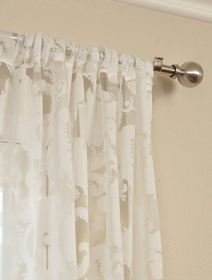 Venus White Floral Polyester Sheer Curtain