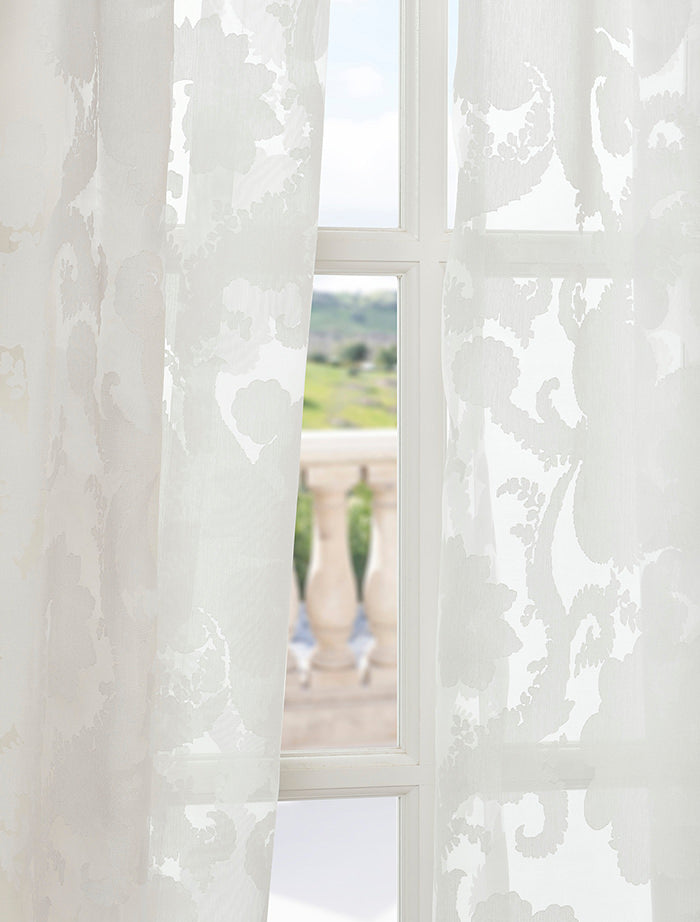 Venus White Floral Polyester Sheer Curtain