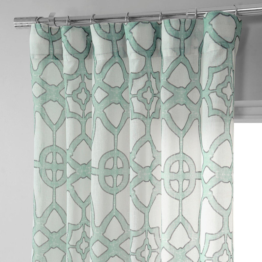 SeaGlass Blue Printed Sheer Curtain - HalfPriceDrapes.com