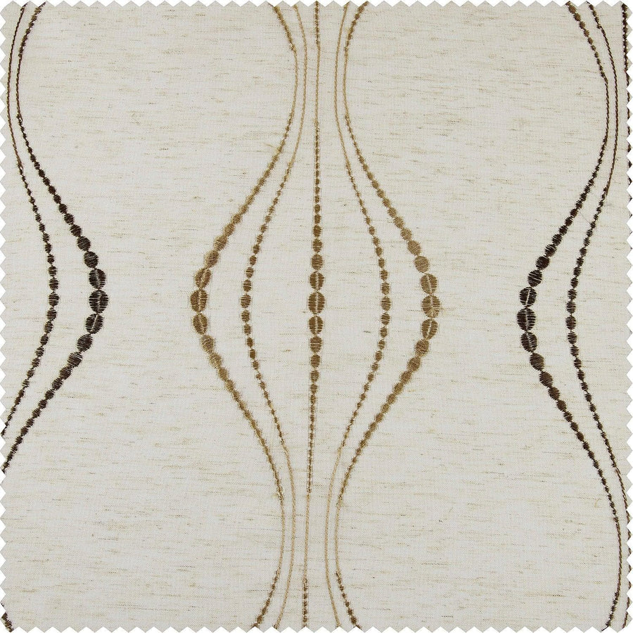 Suez Bronze Patterned Faux Linen Swatch - HalfPriceDrapes.com