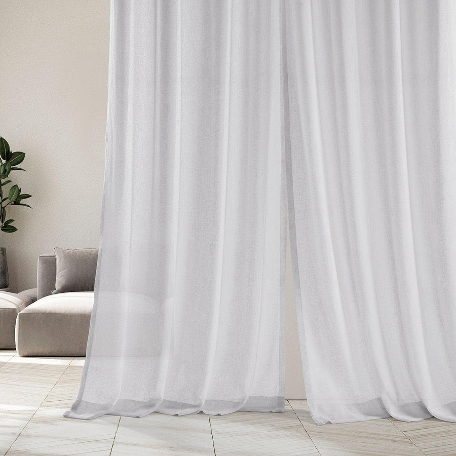 Cirro Off White Solid Linen Sheer Curtain Pair (2 Panels) - HalfPriceDrapes.com