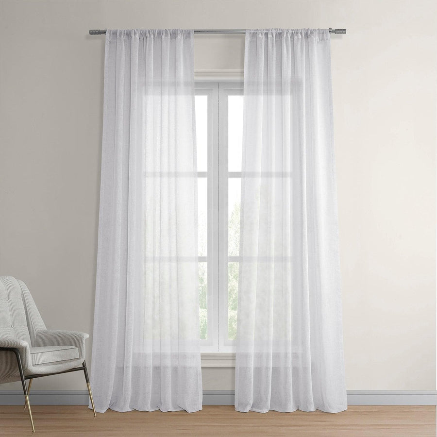 Cirro Off White Solid Linen Sheer Curtain Pair (2 Panels) - HalfPriceDrapes.com