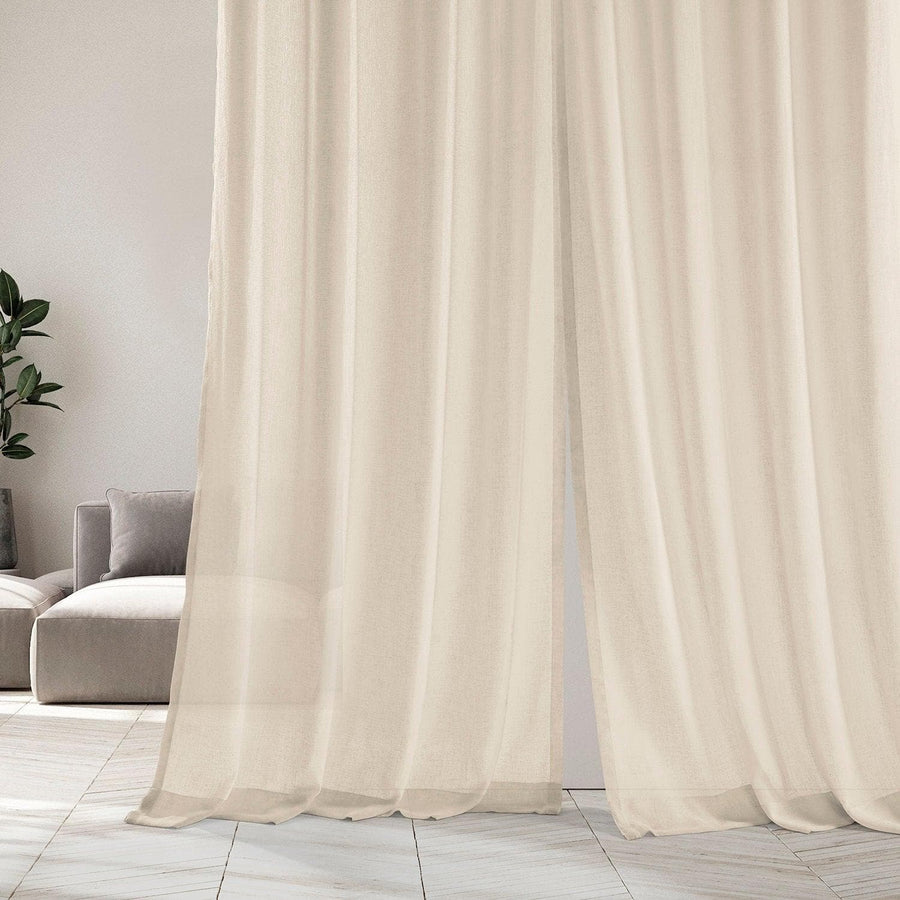 Cotton Seed Textured Faux Linen Sheer Custom Curtain