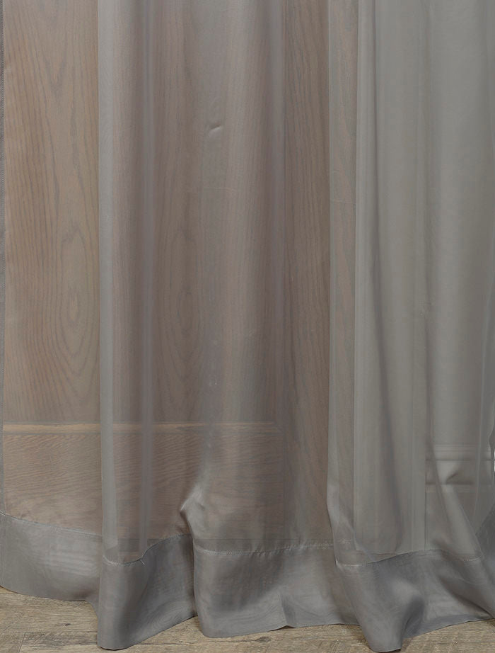 Grey Polyester Sheer Curtain Pair (2 Panels)