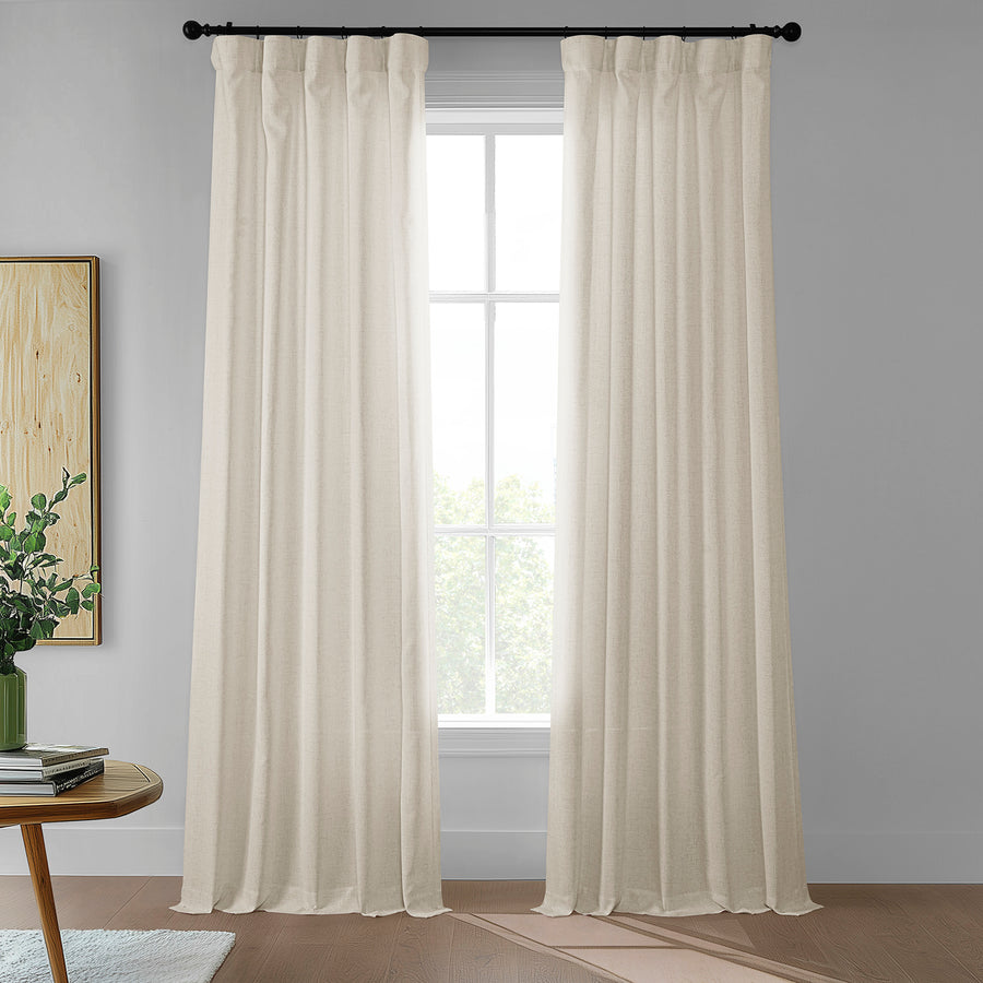 French Country Cream FarmTown Faux Linen Sheer Curtain Pair (2 Panels)