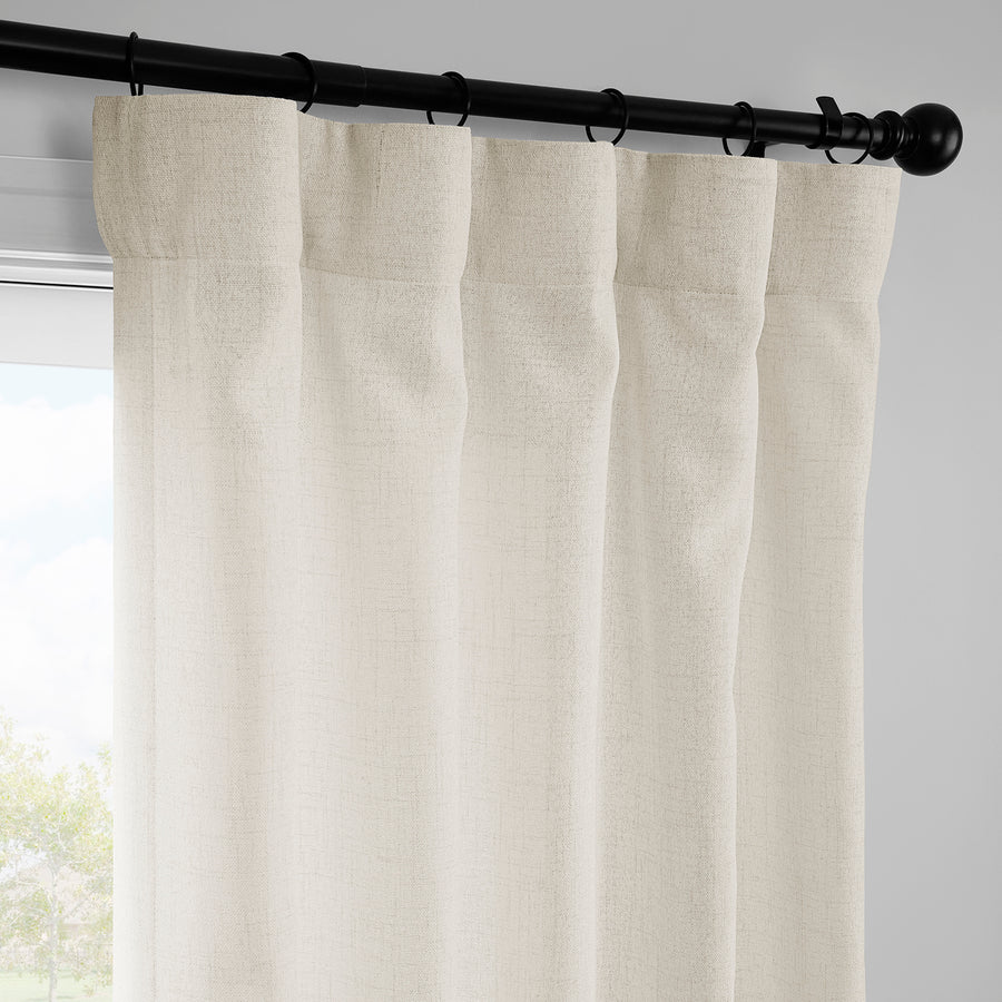 French Country Cream FarmTown Faux Linen Sheer Curtain Pair (2 Panels)