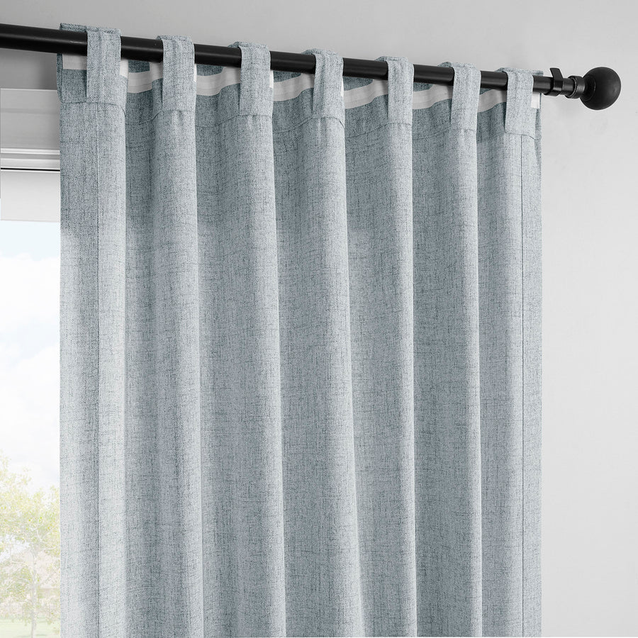 Coastal Slate FarmTown Faux Linen Sheer Curtain Pair (2 Panels)