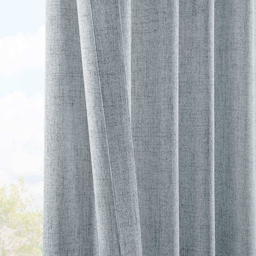 Coastal Slate FarmTown Faux Linen Sheer Curtain Pair (2 Panels)