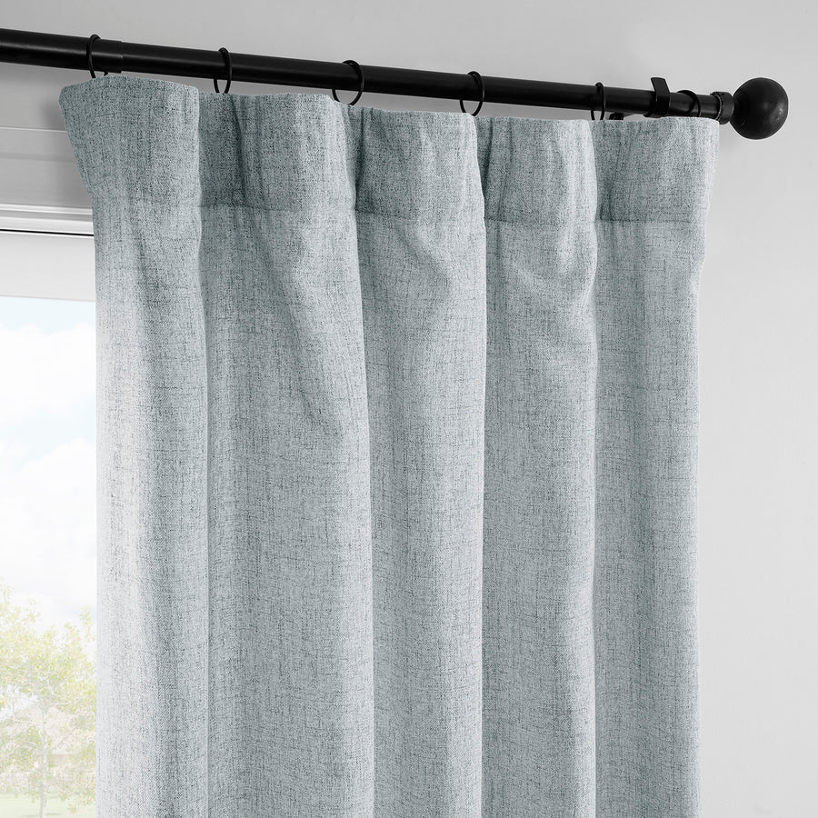 Coastal Slate FarmTown Faux Linen Sheer Curtain Pair (2 Panels)