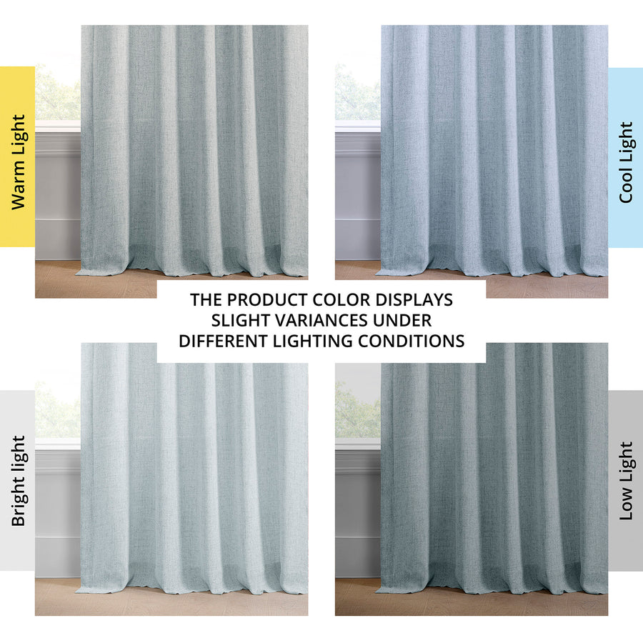 Coastal Slate FarmTown Faux Linen Sheer Curtain Pair (2 Panels)