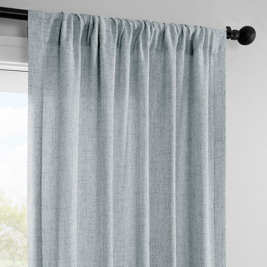 Coastal Slate FarmTown Faux Linen Sheer Curtain Pair (2 Panels)