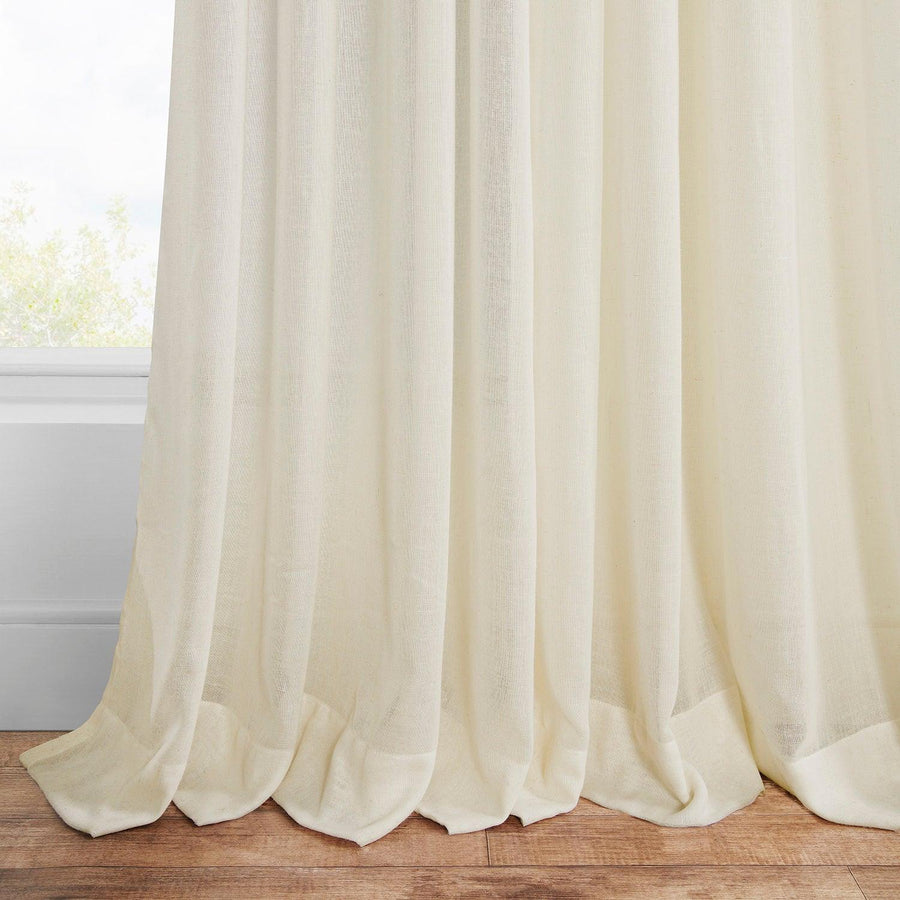 Gardenia Grommet Textured Faux Linen Sheer Curtain - HalfPriceDrapes.com