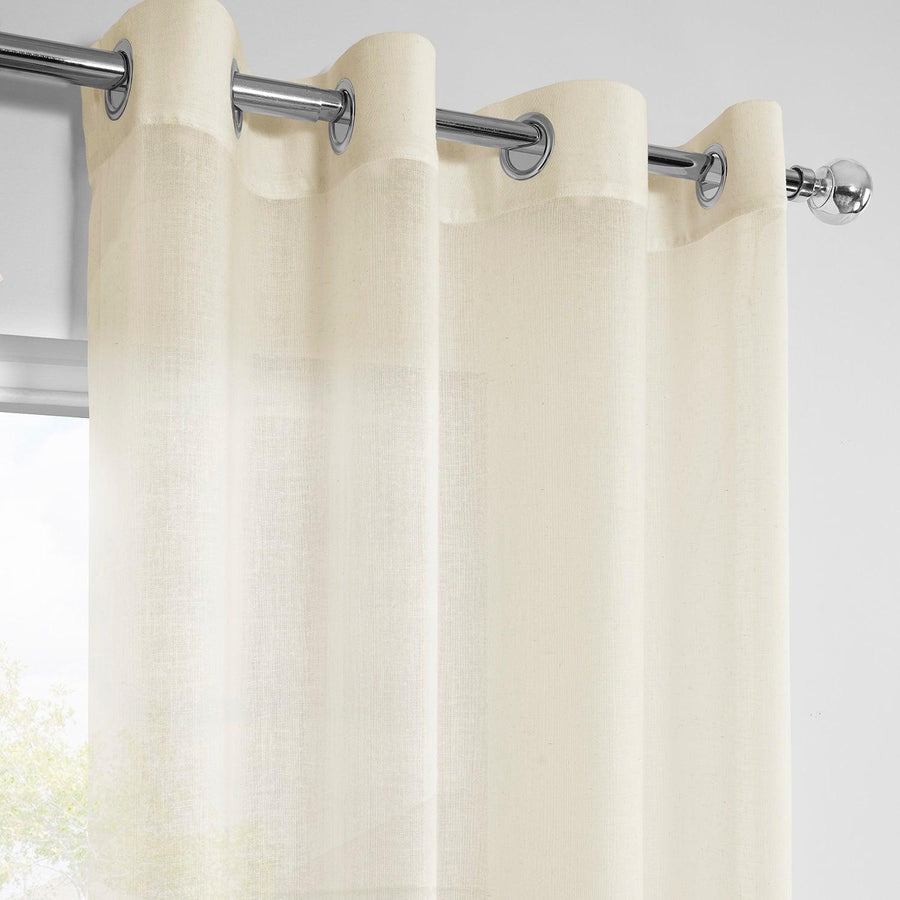 Gardenia Grommet Textured Faux Linen Sheer Curtain - HalfPriceDrapes.com