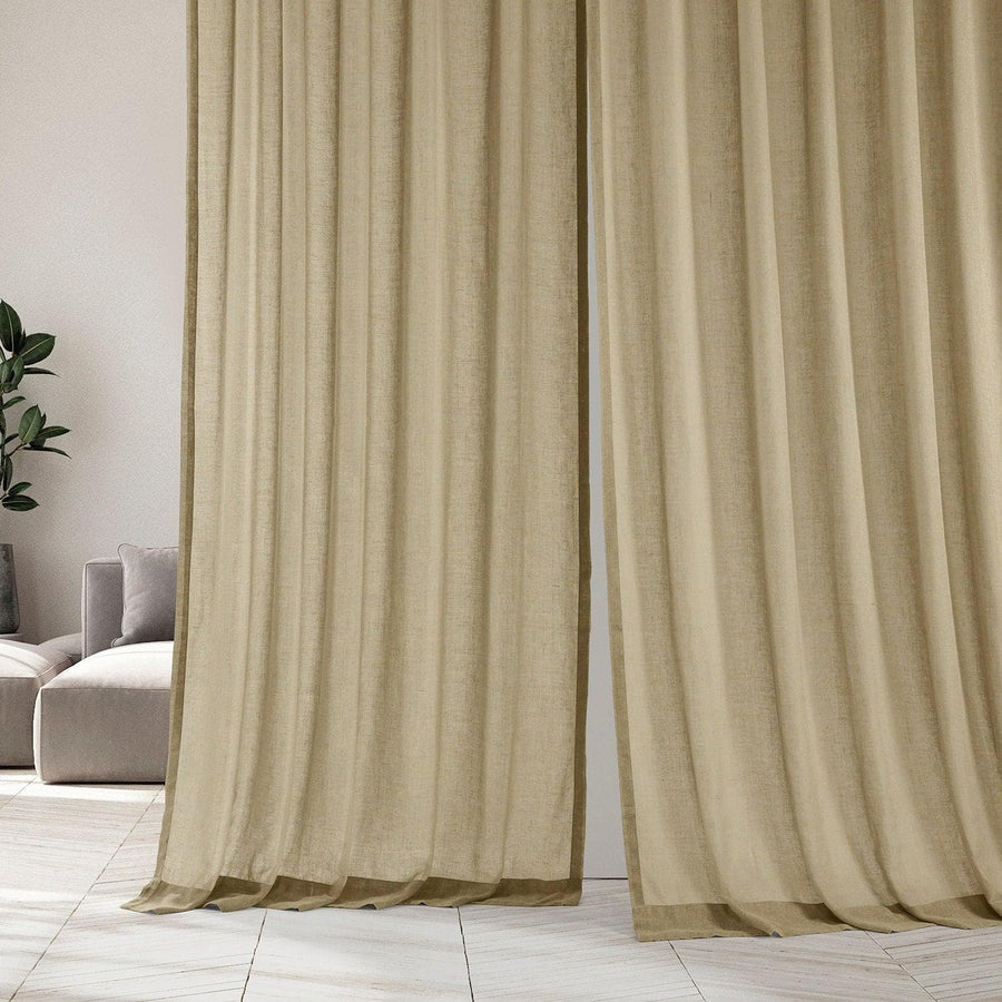 Gobi Dunes Faux Linen Sheer Curtain Pair (2 Panels) - HalfPriceDrapes.com