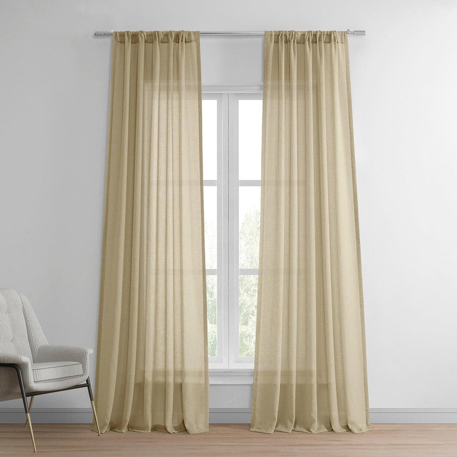 Gobi Dunes Faux Linen Sheer Curtain Pair (2 Panels) - HalfPriceDrapes.com