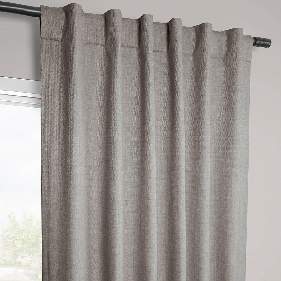 Light Steel Grey Vienna Basic Linen Blackout Curtain Pair (2 Panels)