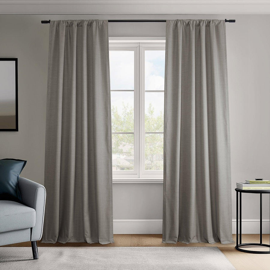 Light Steel Grey Vienna Basic Linen Blackout Curtain Pair (2 Panels)