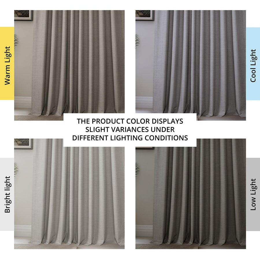 Light Steel Grey Vienna Basic Linen Blackout Curtain Pair (2 Panels)