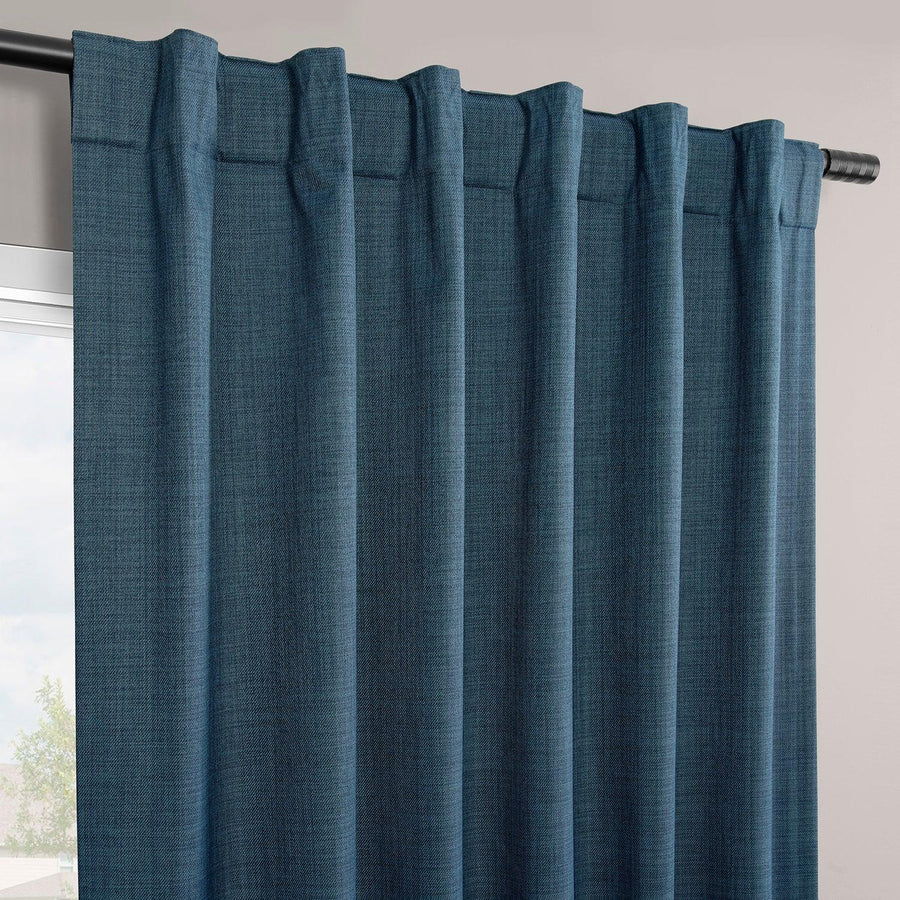 Dark Blue Vienna Basic Linen Blackout Curtain Pair (2 Panels)