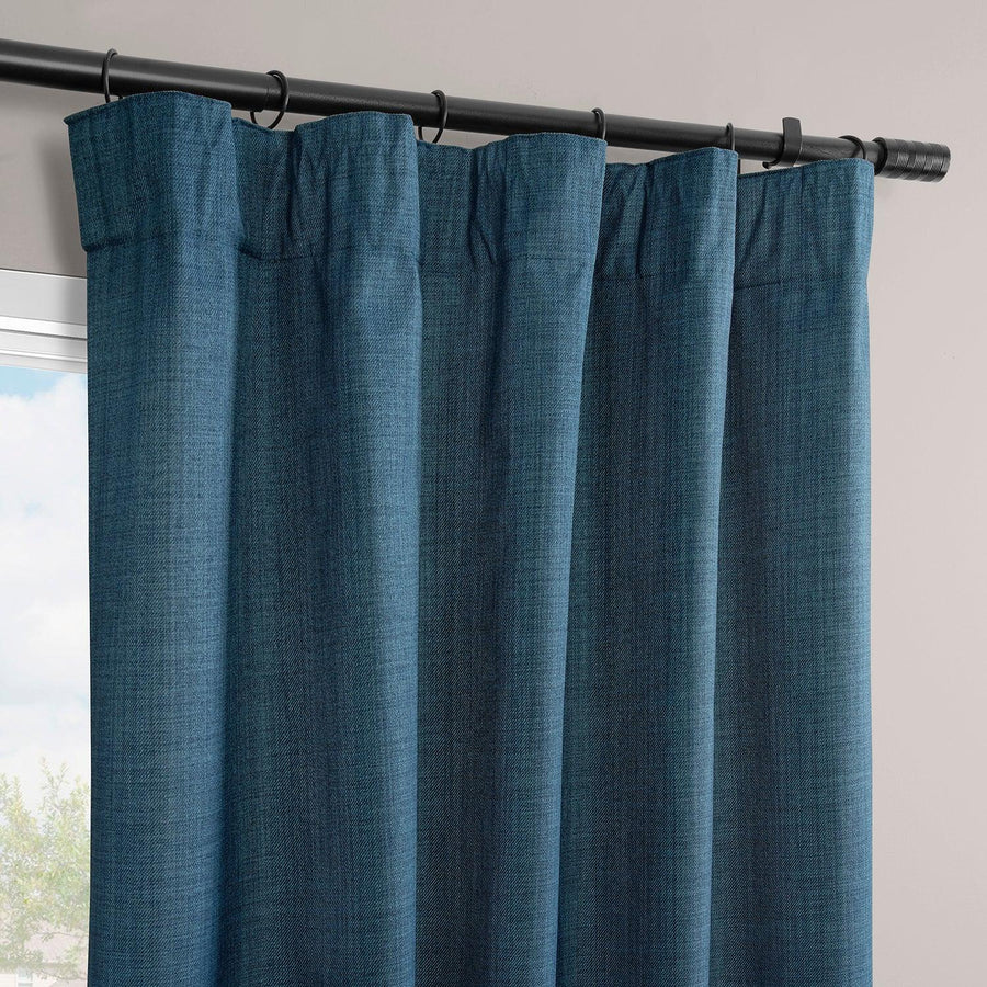 Dark Blue Vienna Basic Linen Blackout Curtain Pair (2 Panels)