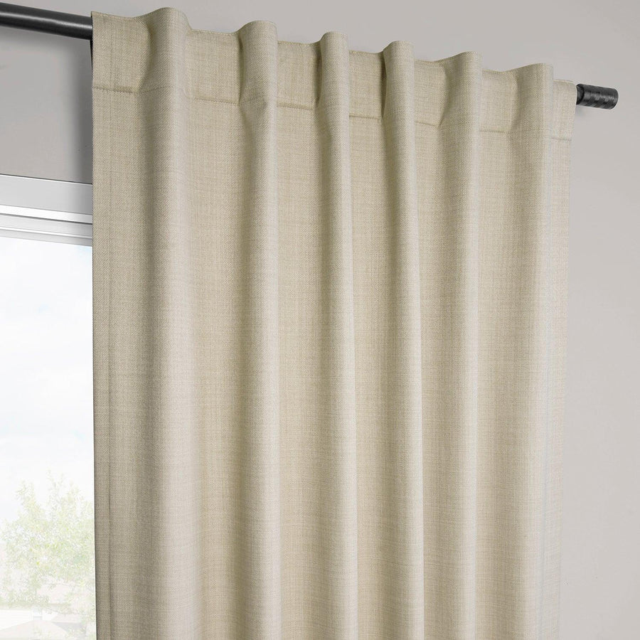 Beige Vienna Basic Linen Blackout Curtain Pair (2 Panels)