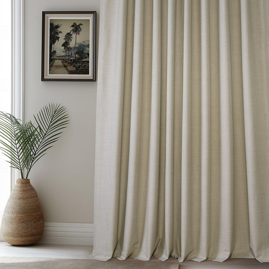 Beige Vienna Basic Linen Blackout Curtain Pair (2 Panels)