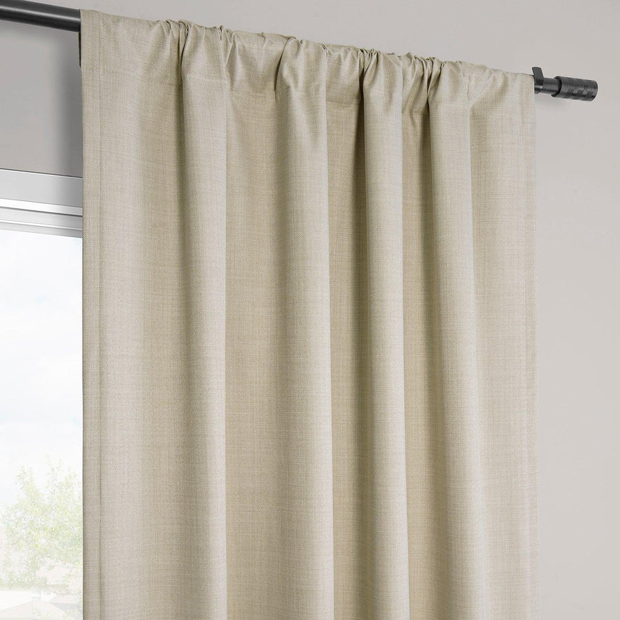 Beige Vienna Basic Linen Blackout Curtain Pair (2 Panels)