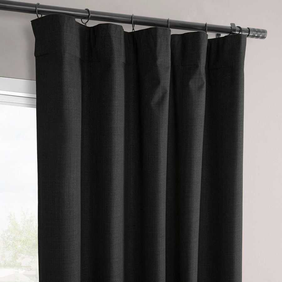 Black Vienna Basic Linen Blackout Curtain Pair (2 Panels)