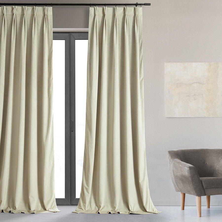 Cool Beige Signature Velvet Custom Curtain