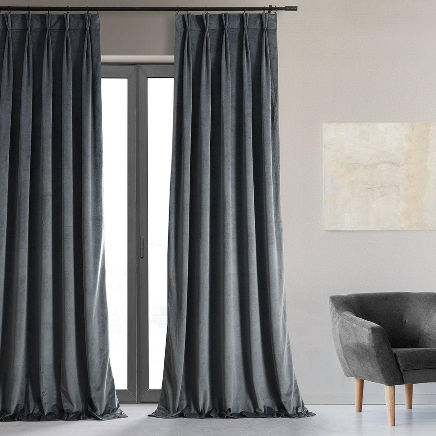 Distance Blue Grey Signature Velvet Custom Curtain