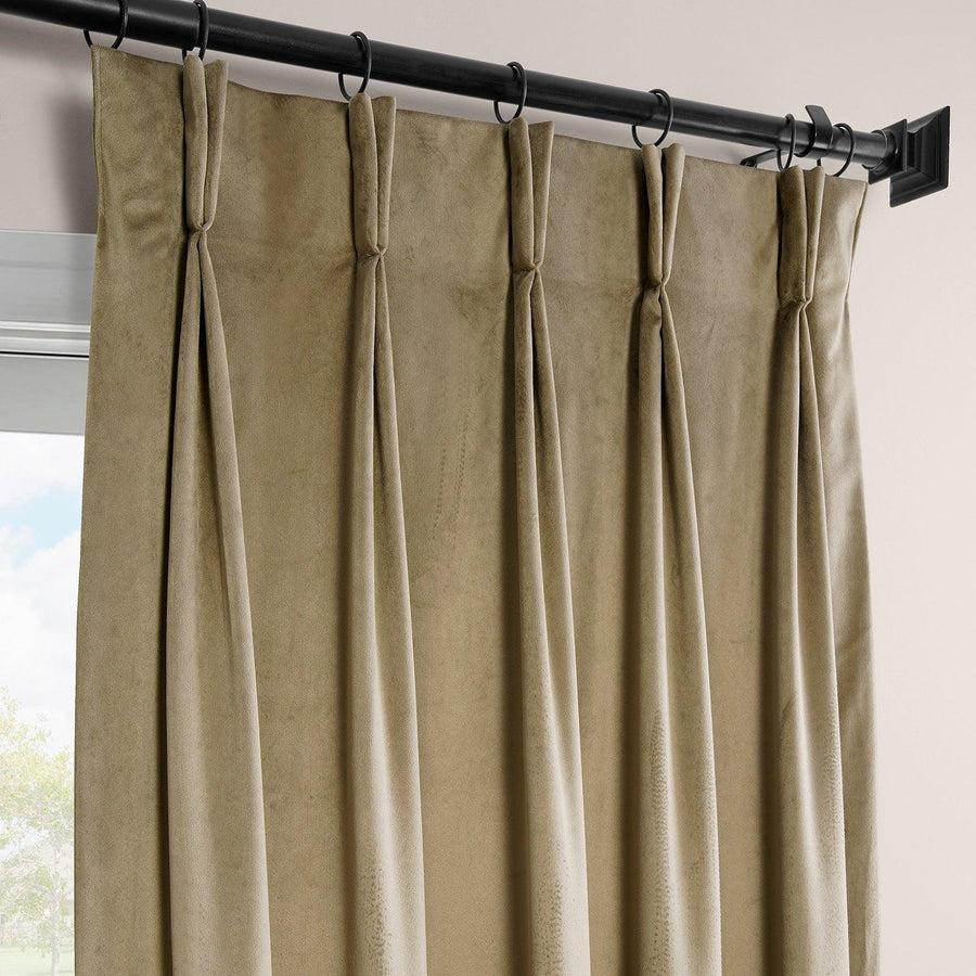 Denver Taupe French Pleat Signature Velvet Blackout Curtain