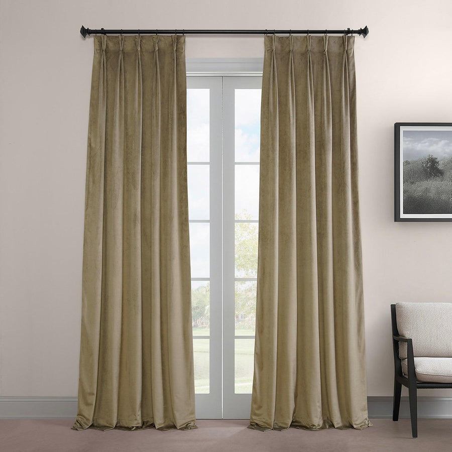 Denver Taupe French Pleat Signature Velvet Blackout Curtain