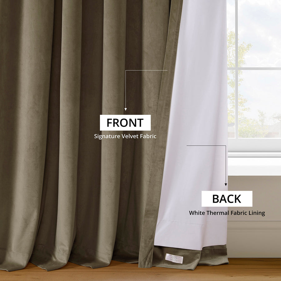 Denver Taupe French Pleat Signature Velvet Blackout Curtain