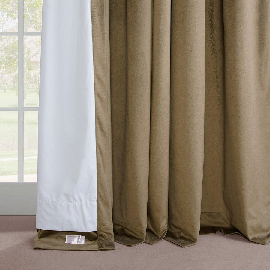 Denver Taupe French Pleat Signature Velvet Blackout Curtain