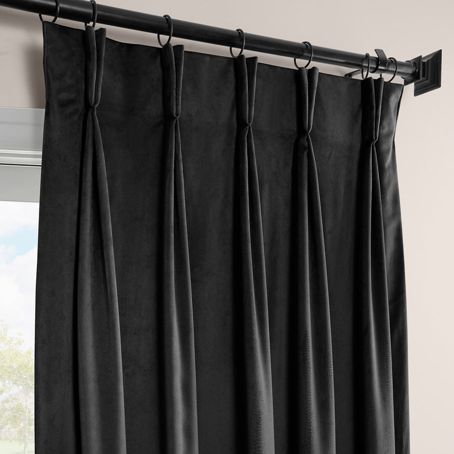 Warm Black French Pleat Signature Velvet Blackout Curtain