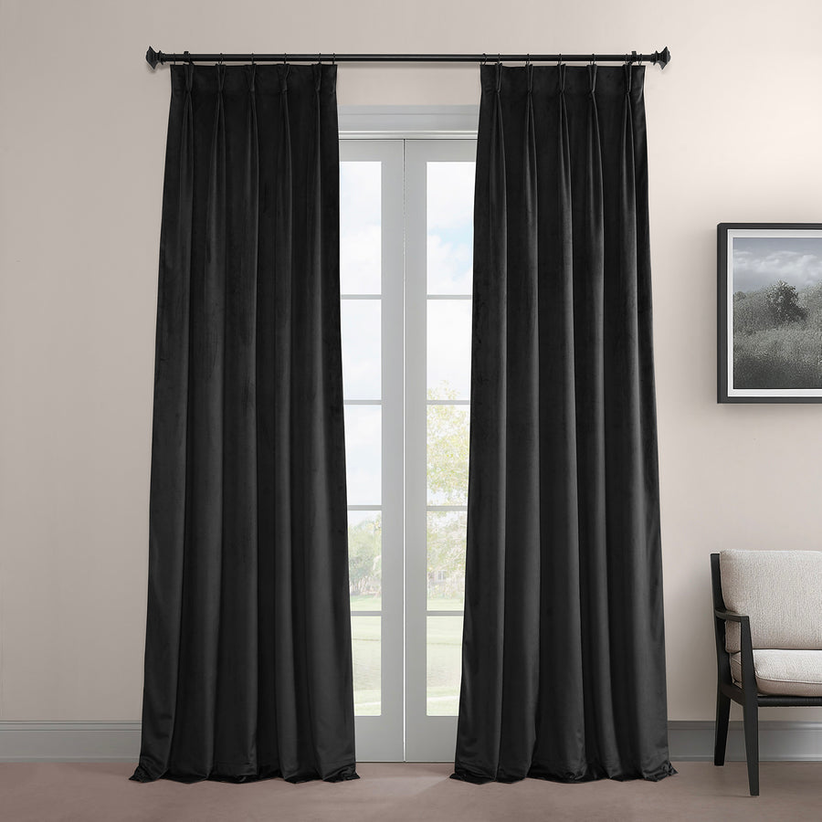 Warm Black French Pleat Signature Velvet Blackout Curtain