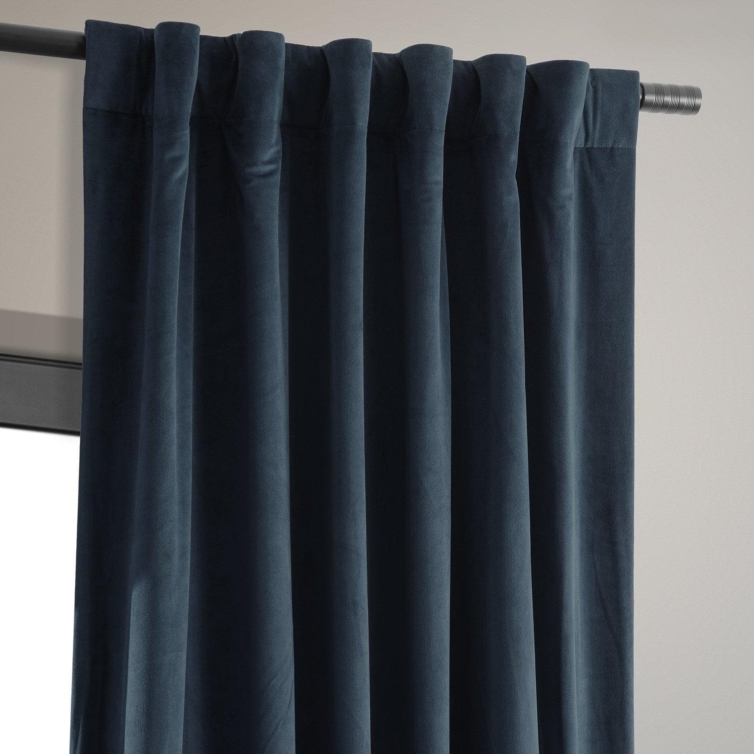 Midnight Blue Signature Velvet Blackout Curtain