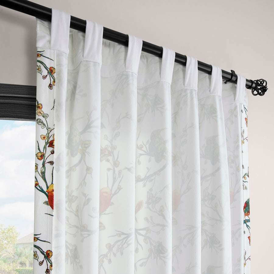 Botanic Garden White Abstract Barcelona Velvet Room Darkening Curtain