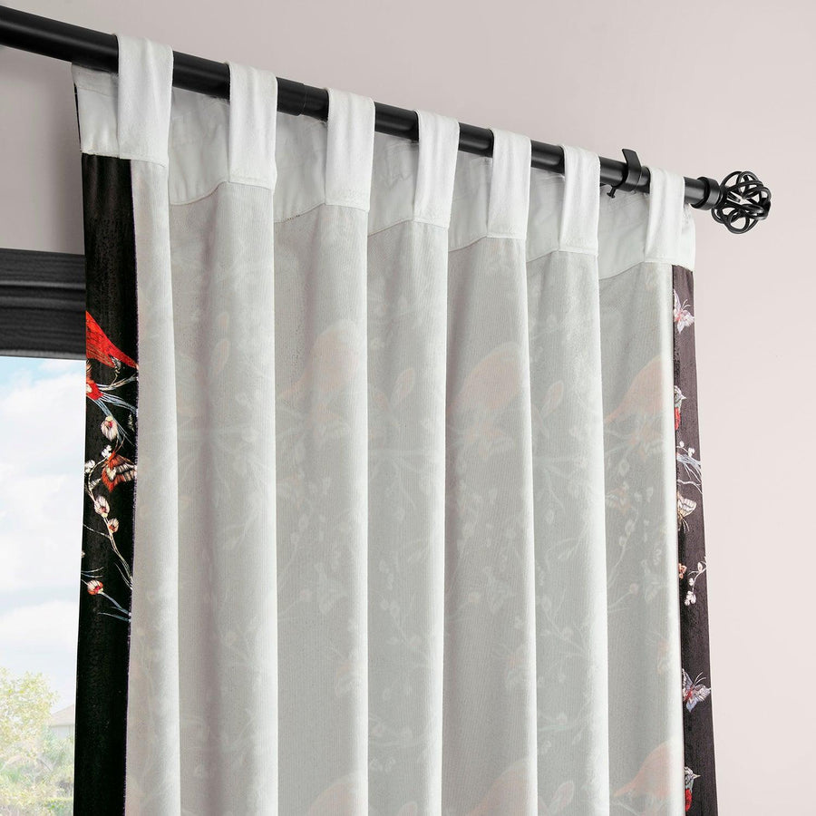 Botanic Garden Black Abstract Barcelona Velvet Room Darkening Curtain