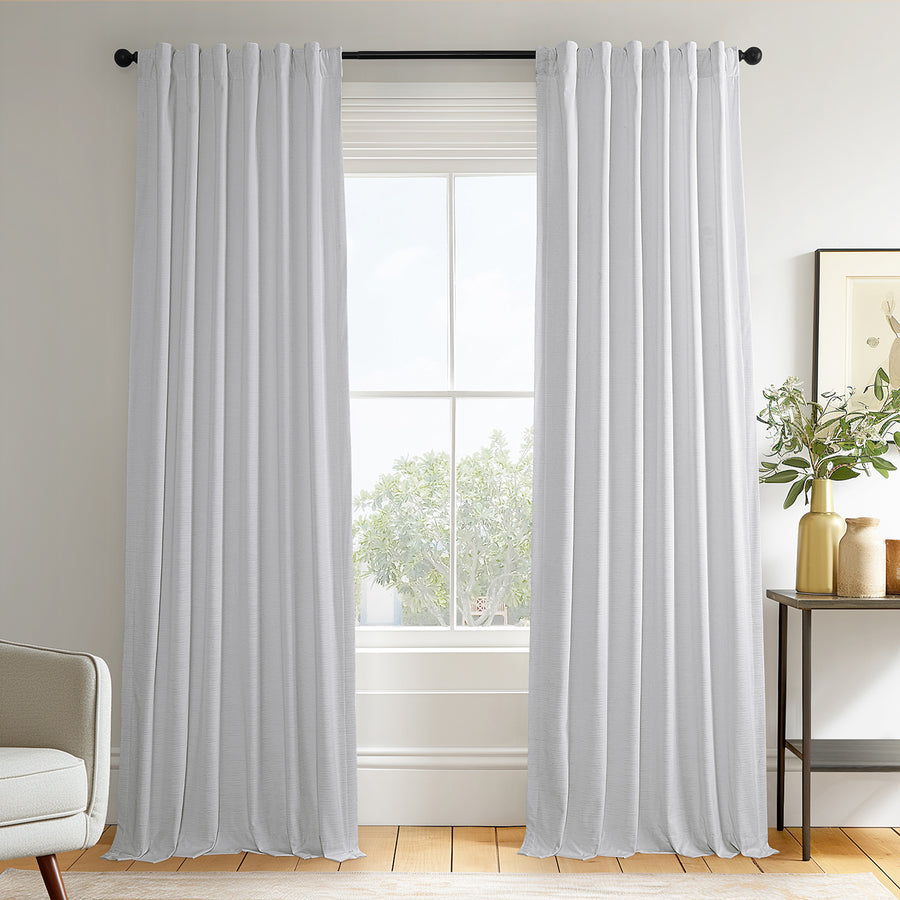 White Ravello Burnout Velvet Room Darkening Curtain