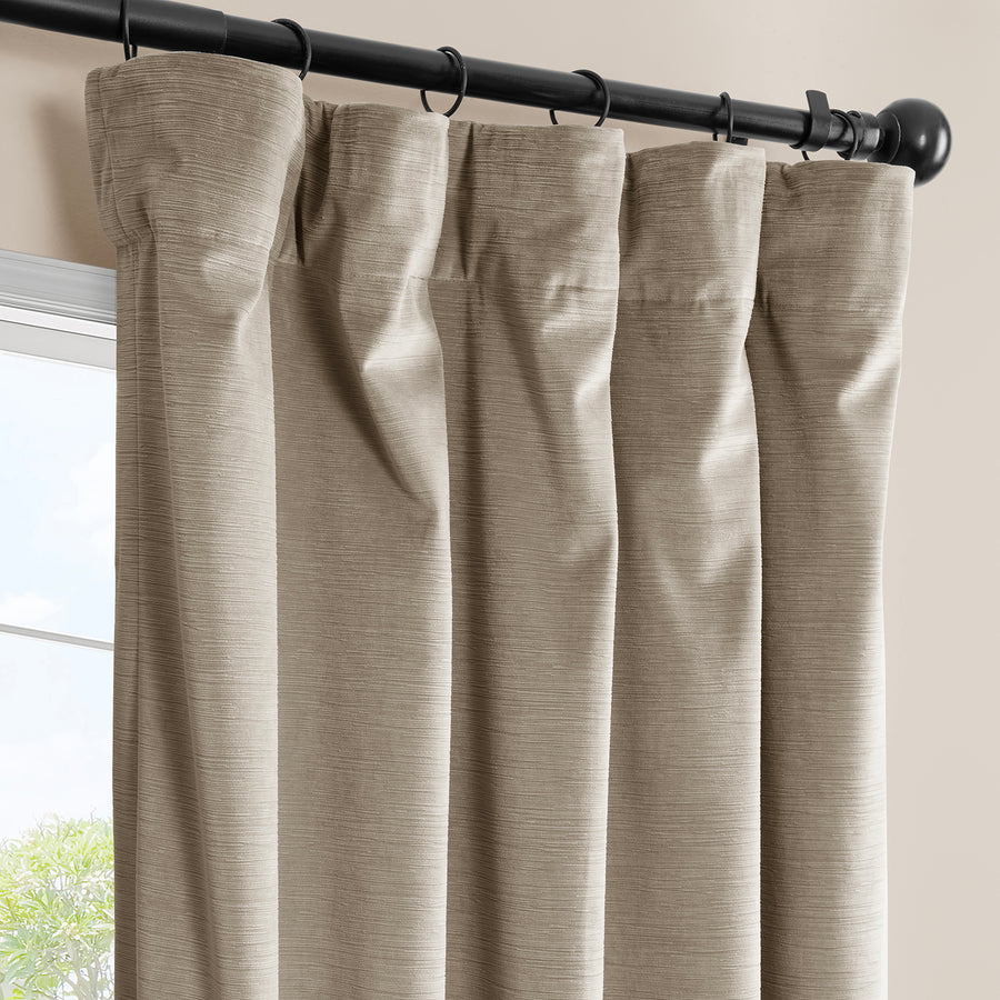 Warm Taupe Ravello Burnout Velvet Room Darkening Curtain