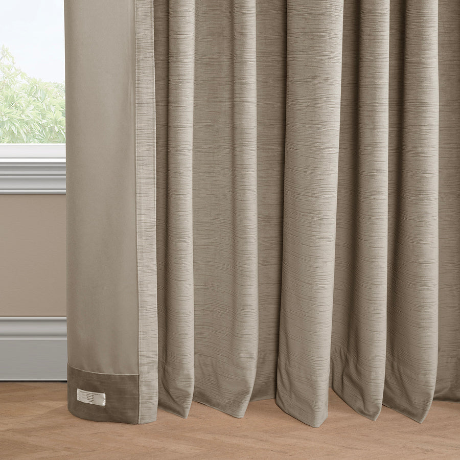 Warm Taupe Ravello Burnout Velvet Room Darkening Curtain