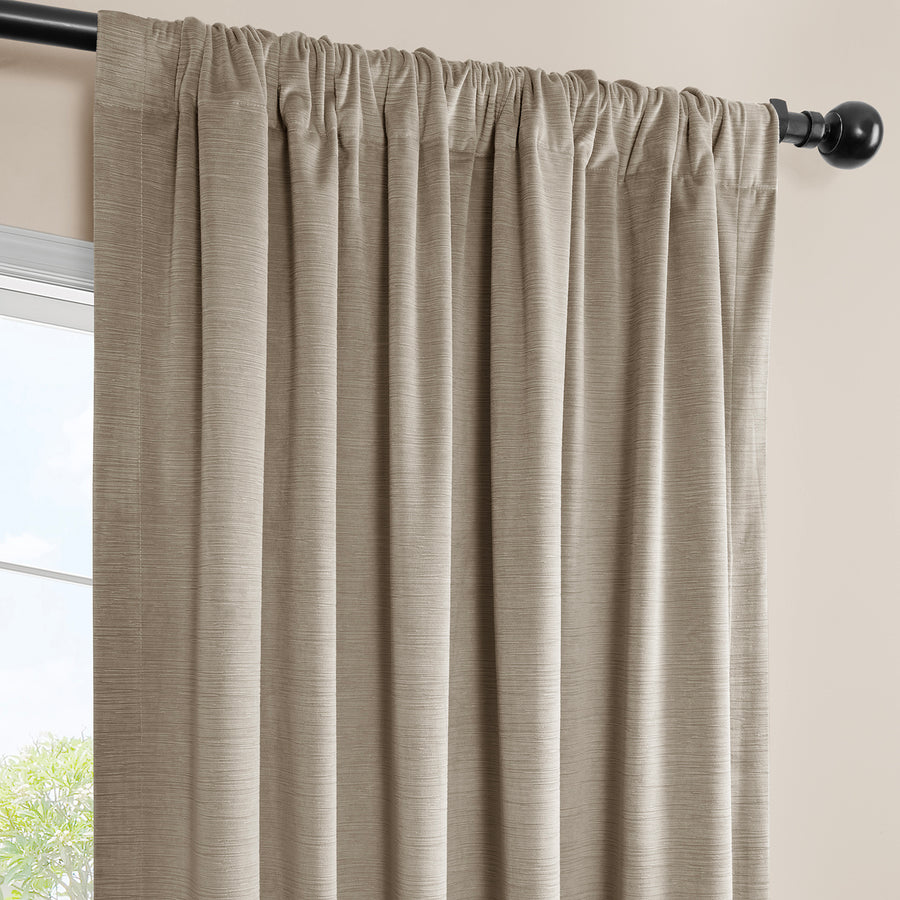 Warm Taupe Ravello Burnout Velvet Room Darkening Curtain